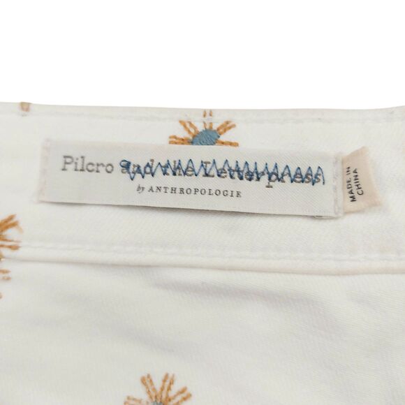 Pilcro by Anthropologie Jean Shorts Womens 27 White Cut-Off Stretch Embroidered - Picture 9 of 12
